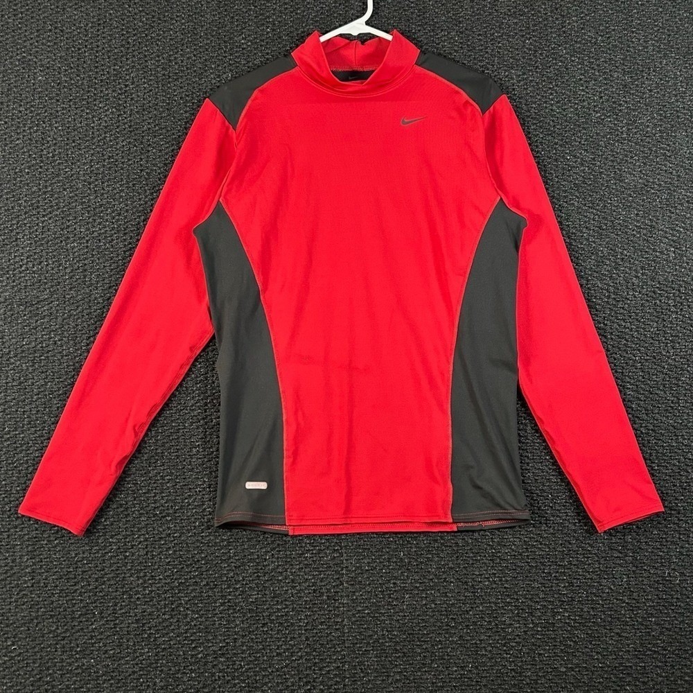 Vintage Nike Dri-Fit Thermal Red Mockneck Long Sleeve Shirt Youth Size XXL